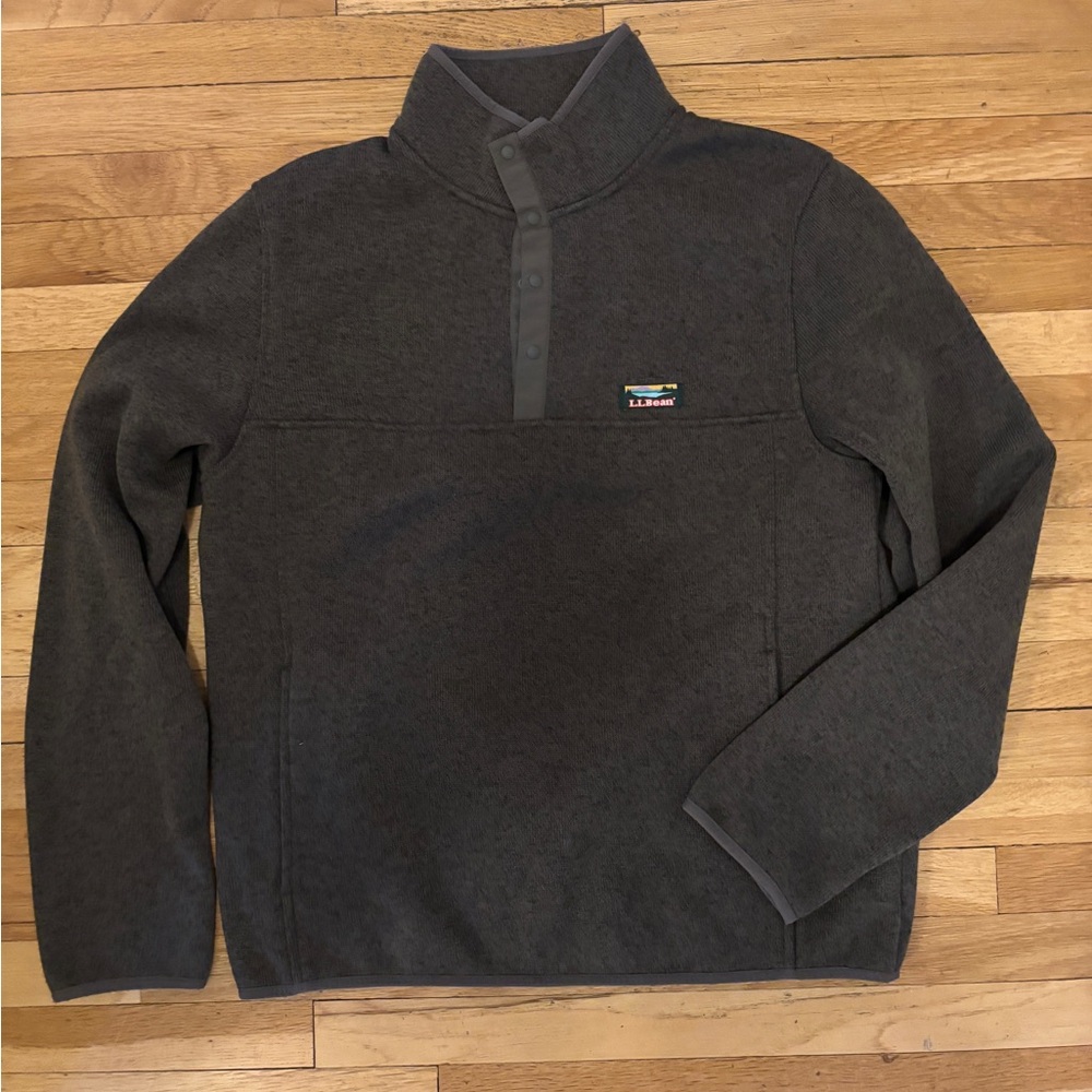 L.L.Bean Men’s Sweater Fleece Pullover in Dark Heather Gray, Size M Reg